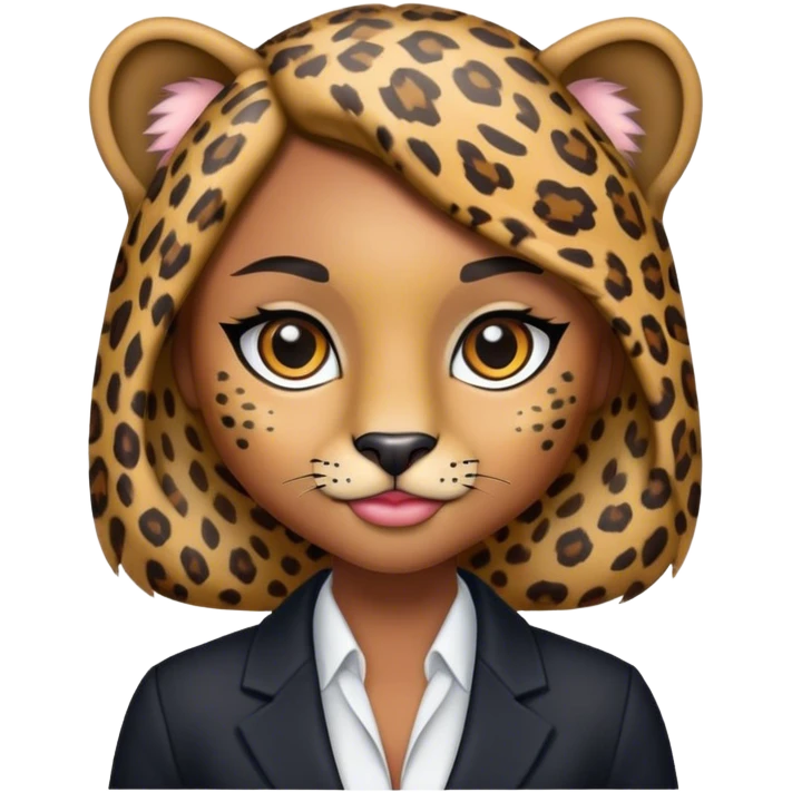Female Leopard wearing a blazer and makeup  emoji