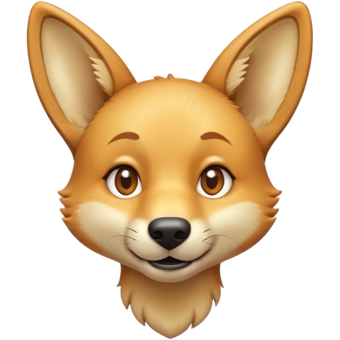 cinematic-cute-dingo-portrait-emoji,-head-tilted-playfully-and-inquisitively,-featuring-a-glossy-sandy-fur-with-naturally-perky-ears-and-round,-sparkling-amber-eyes-filled-with-curious-mischief,-simplified-yet-irresistibly-adorable-features emoji