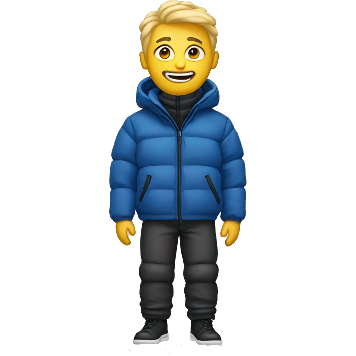 Blonde man wearing a puffer jacket and puffer pants emoji