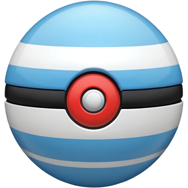 blue pokeball emoji, top half is a more saturated blue, bottom half is white, black stripe emoji