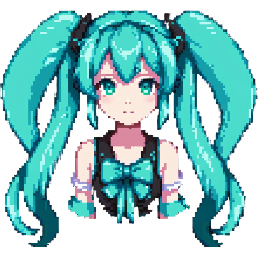 Hatsune Miku with teal twin tails emoji