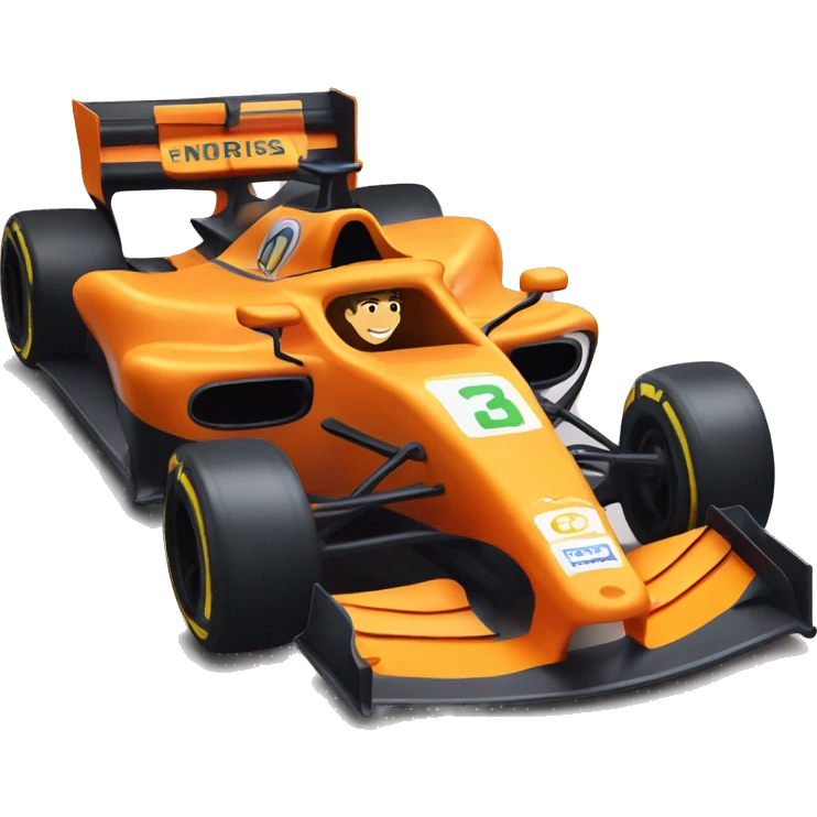 Lando Norris inside an orange formula one car  emoji