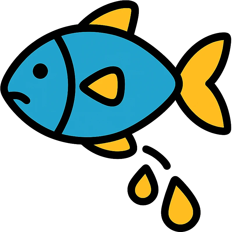 color outline icon of a fish peeing with clean lines emoji