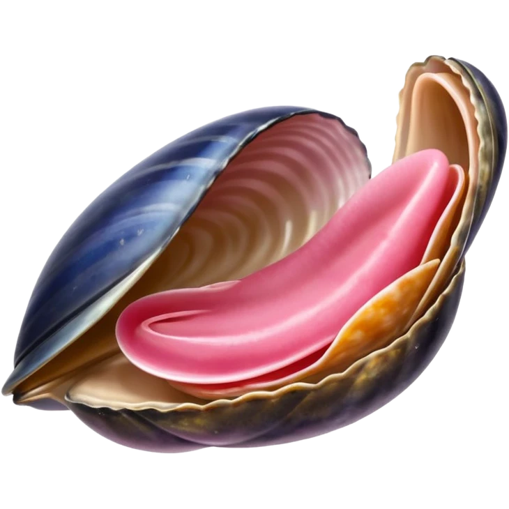 langue qui dépasse d'une bouche et touche une moule ouverte sans coquille emoji