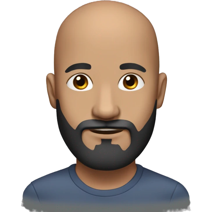 hairless, Bald man brown skin with big black beard emoji