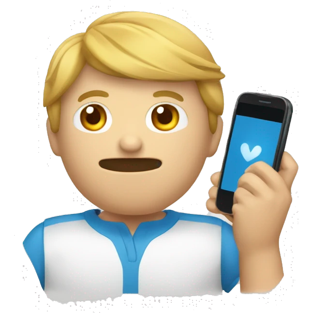 UN CHICO ENVIANDO MENSAJES POR CELULAR emoji