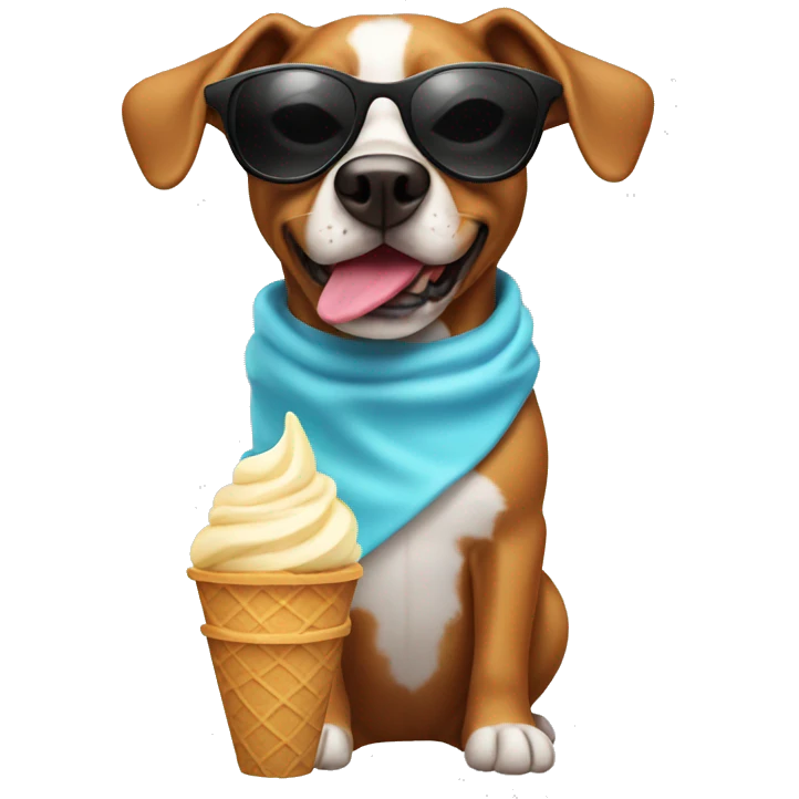 Dog wearing sunglasses and eating ice cream  emoji