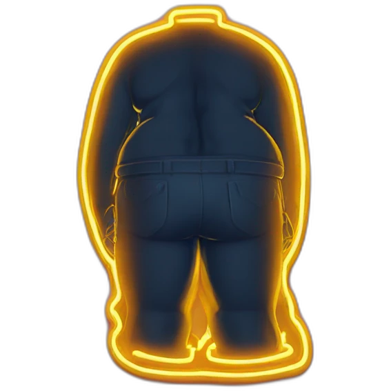 Juicy booty neon sign style man emoji