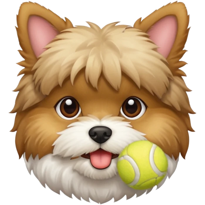 Morkie with ball in its mouth  emoji