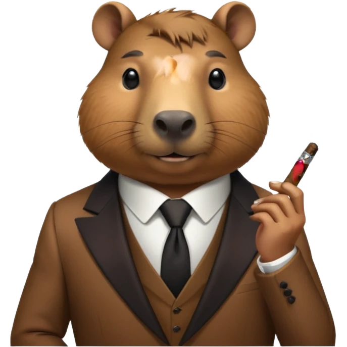 Capibara con un puro de tabaco y un traje elegante  emoji