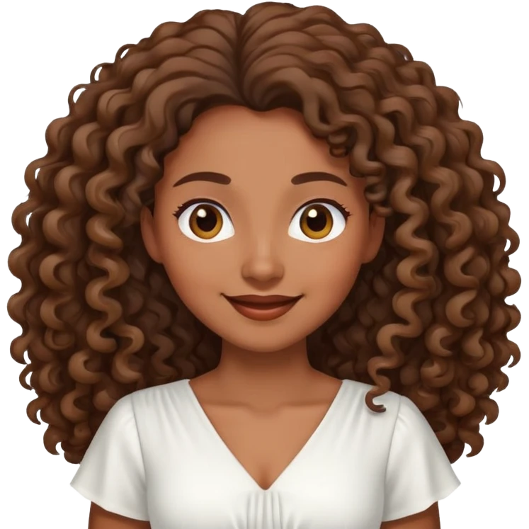black, female teacher with long curly hair and a white dress, feeling happy emoji