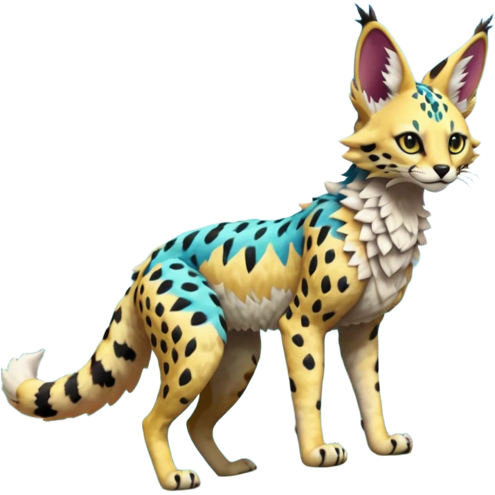 Epic complex detailed realistic aesthetic-scenic-Fakémon-Trico-Sergal-Serval-Vernid-creature emoji