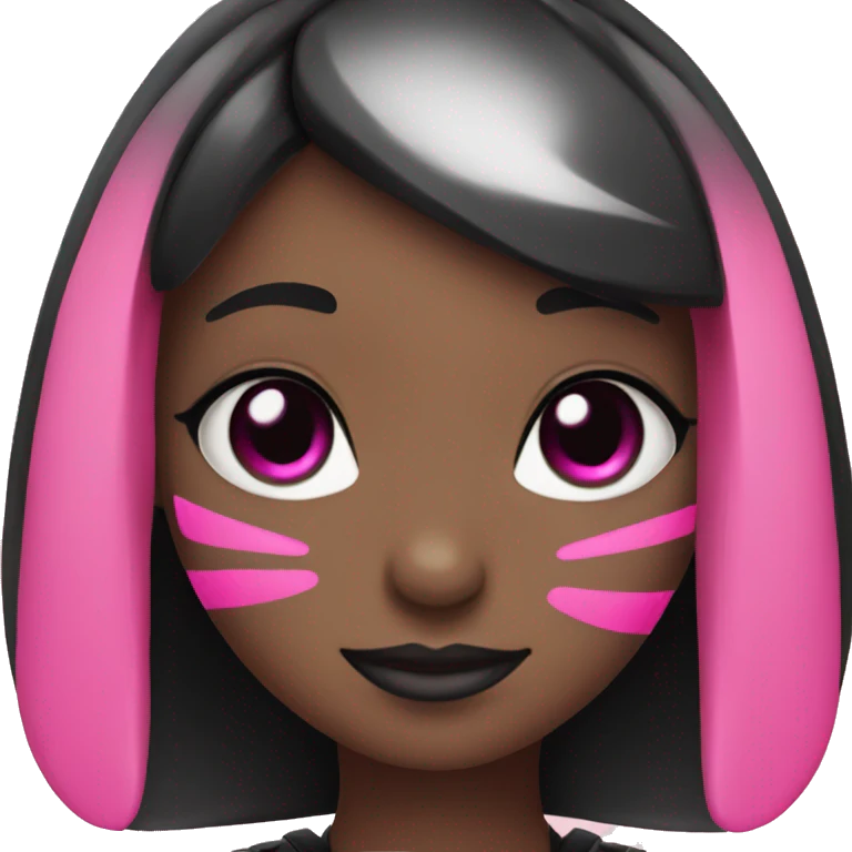 Pink and black cyber bunny emoji