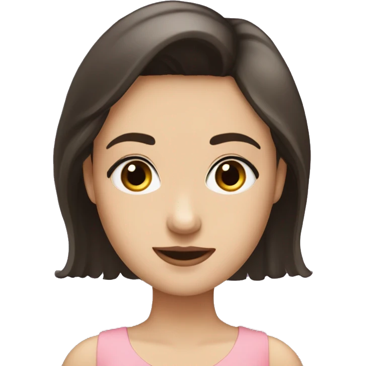 A girl with a dark brown hair and a dress with eyelashes ￼ emoji