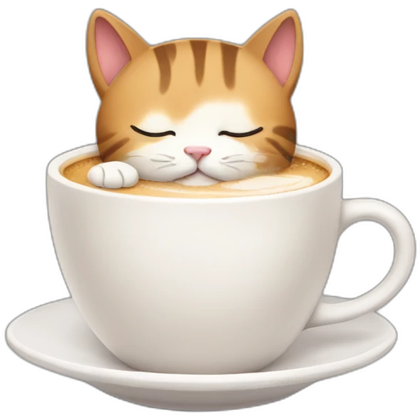 sleepy cat with cappuccino emoji