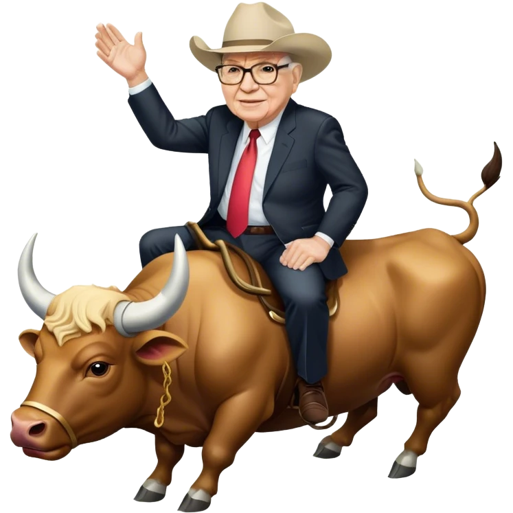 Warren Buffet riding bull emoji