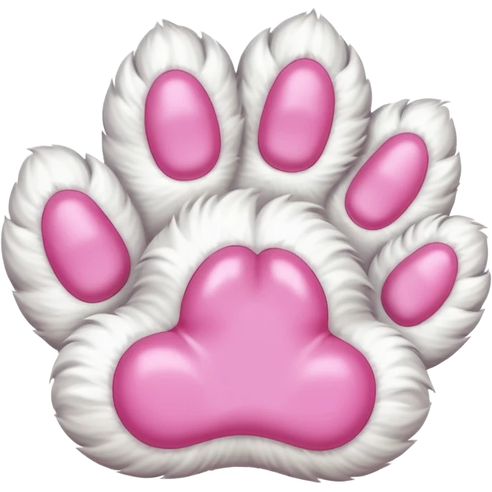 Fluffy white cat paw with six toes and claws emoji