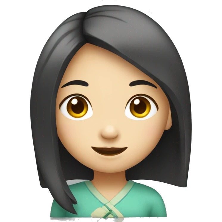 chinese girl, round smiley face emoji