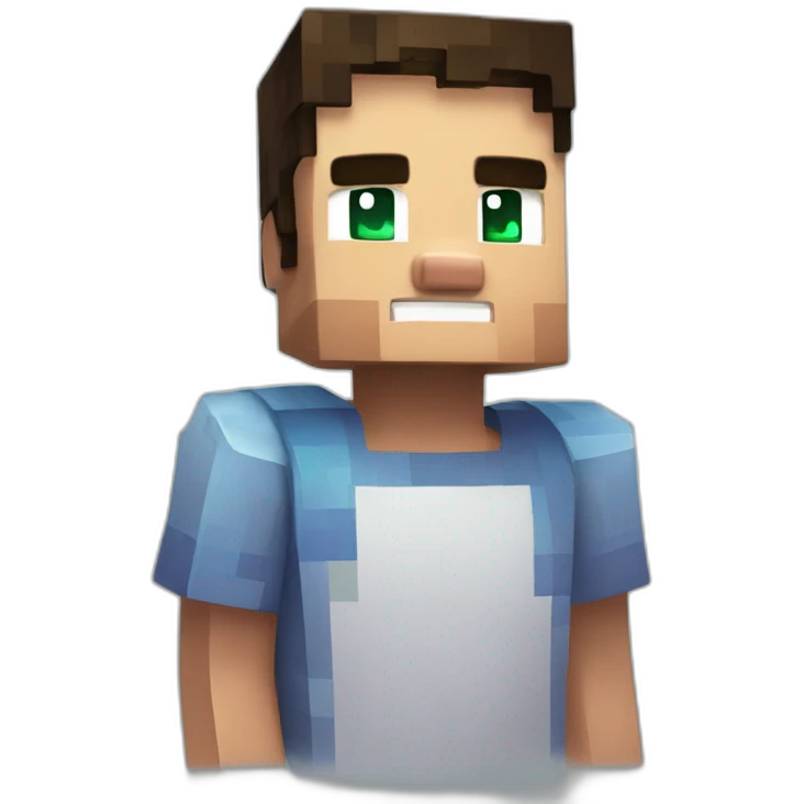 Minecraft Steve with cute eyes open mouth and a shirt named Skript emoji