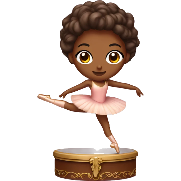  brown skin ballerina in a music box emoji