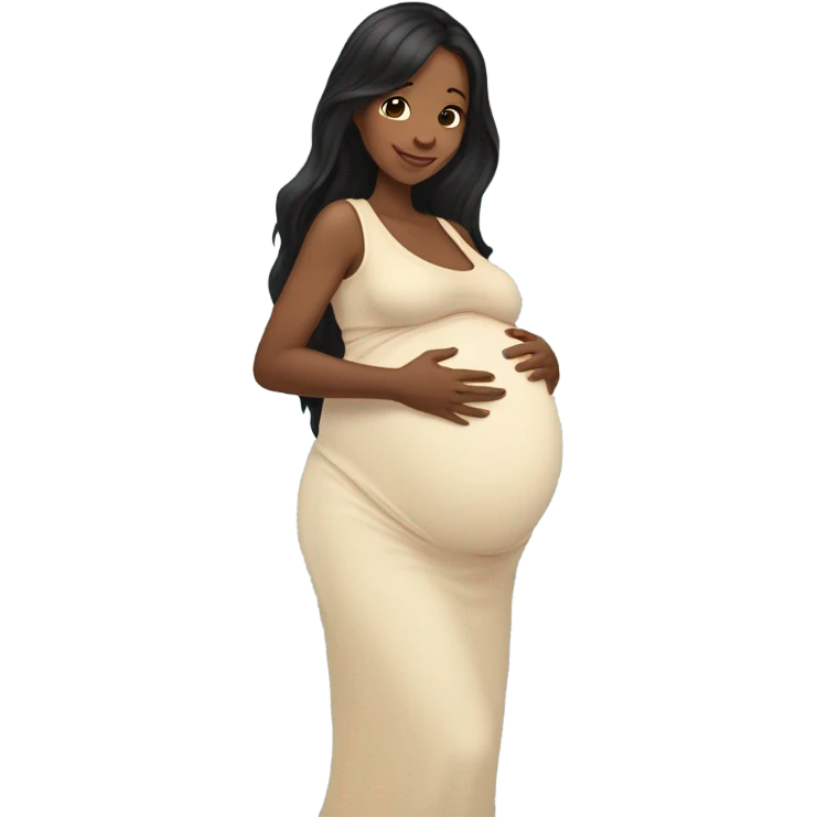 Black hair pregnant woman emoji