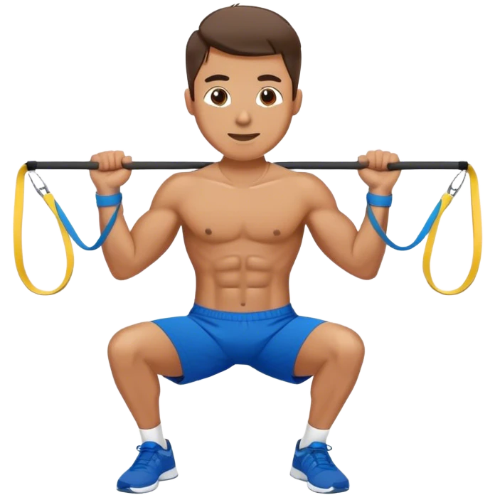 fit man with blue shorts resistance bands exercises emoji