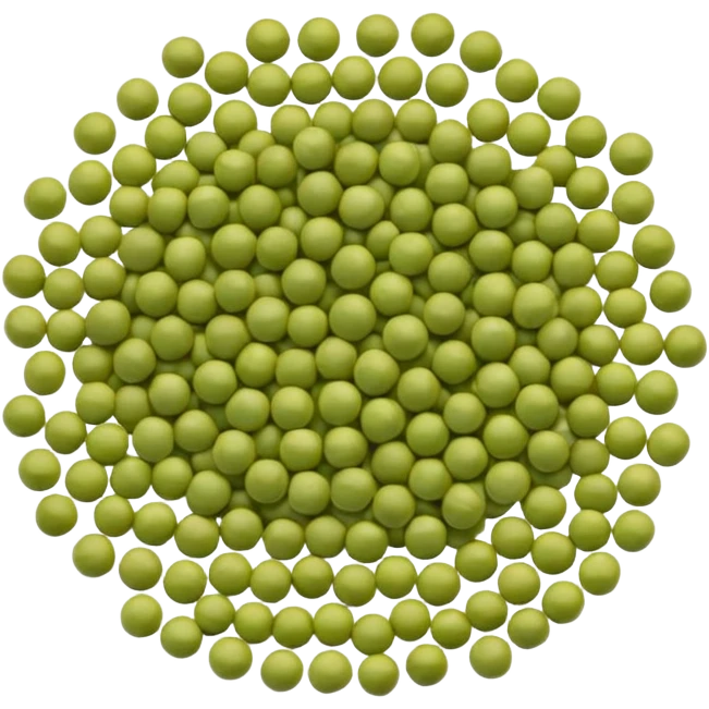 scatter of dried split peas, matte, muted green and yellow-green, smooth, round edges, slightly flattened, clean break, no bowl or scoop, apple emoji style, soft lighting, transparent background, emoji scale emoji