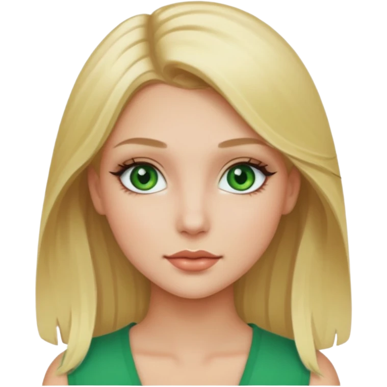 pretty girl with blond hair, green eyes, and makeup emoji