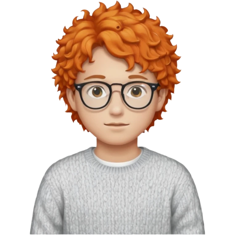 teen nerd orange hair boy curly orange hair wearing white shirt inside a sweater with glasses  emoji