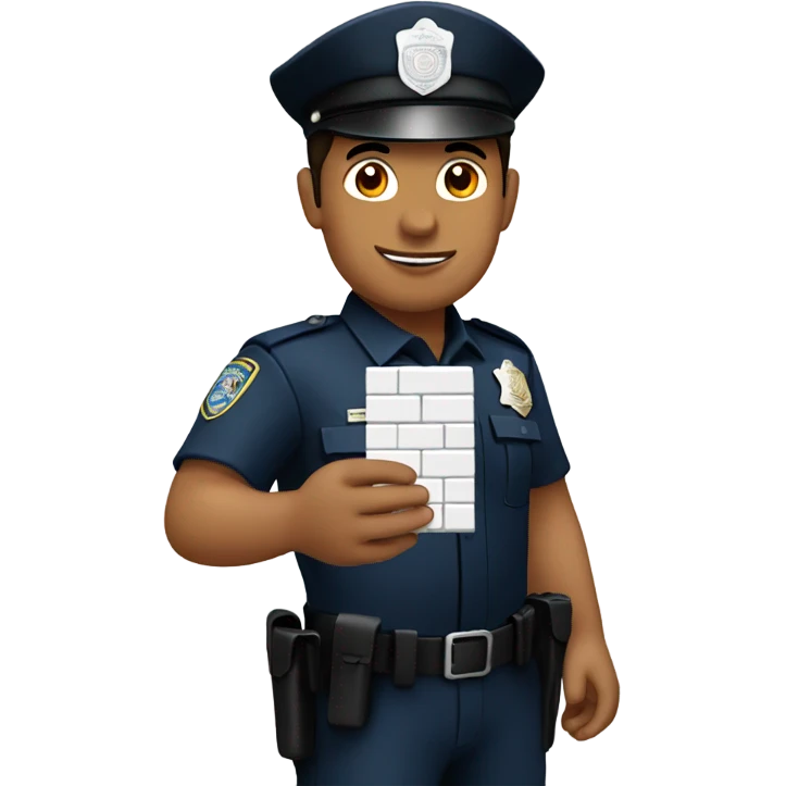 hispanic police holding a white brick emoji