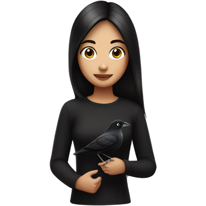 Black hair girl black top girls face on a birds body emoji