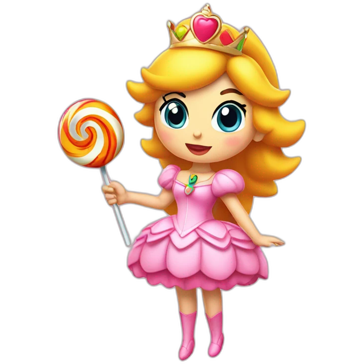 Princess peach with a lollipop emoji