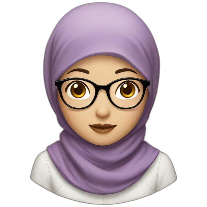 chinese hijabi girl with glasses emoji