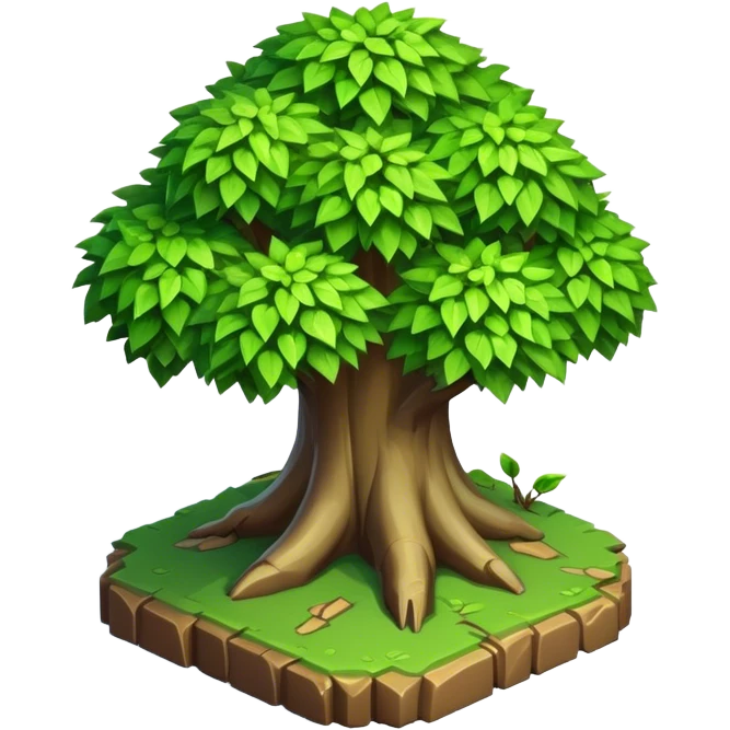 StarCraft-inspired, isometric view rugged small tree emoji