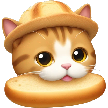 a cat with a bread as a hat emoji