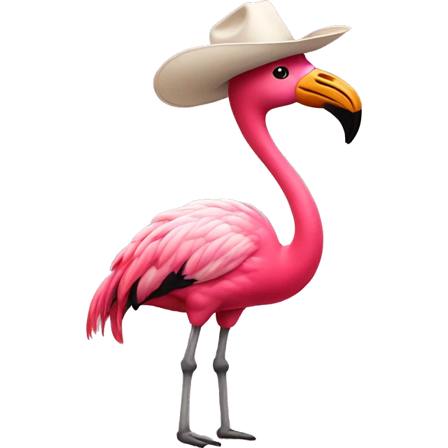 Flamingo wearing cowboy hat emoji