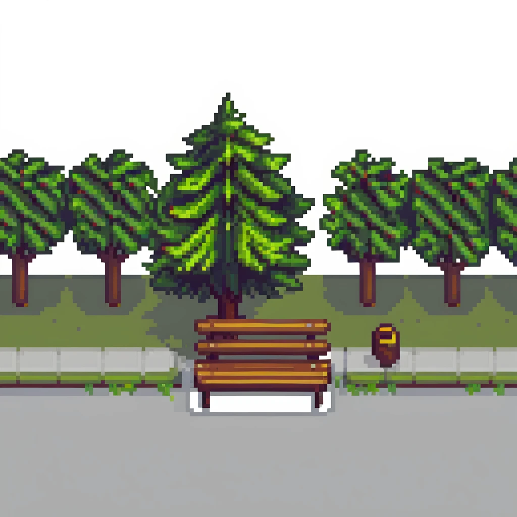 simple iconic city park with tree and bench emoji