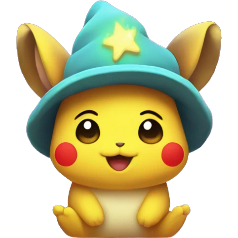 Kawaii neon pika with magic hat   emoji