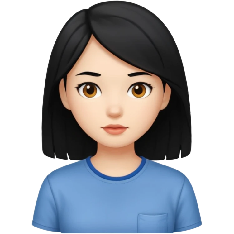 girl with black hair in class, casual shirt top emoji