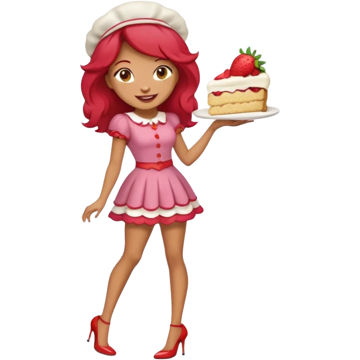 pretty and cute realistic modern day strawberry shortcake full body with high heels emoji emoji