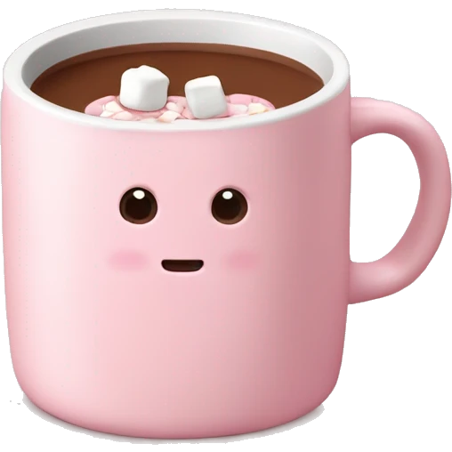 Light Pink mug of hot chocolate with marshmallows  emoji