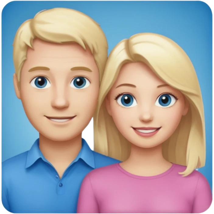 pink polaroid photo of a couple thats white with Blonde hair for the guy and blue eyes, and dirty blonde with hazel eyes for the girl emoji