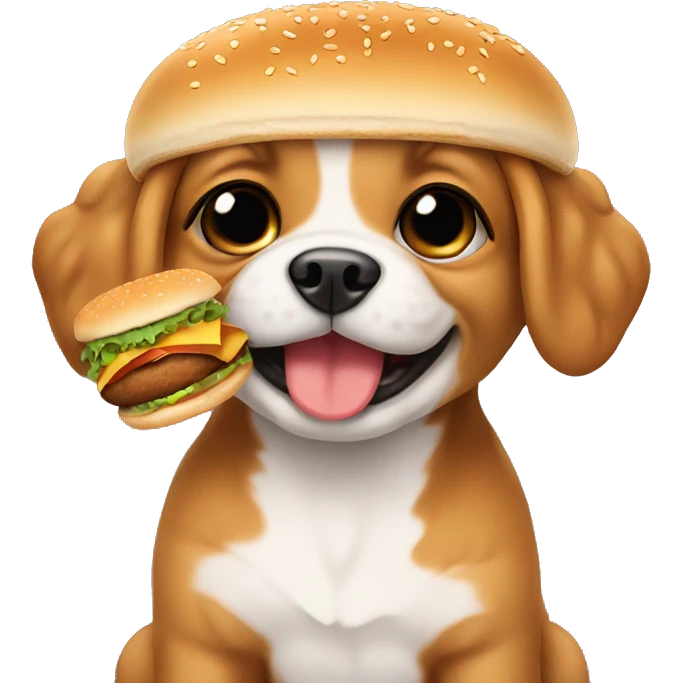 Cute puppy with a burger emoji