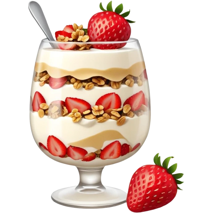 yogurt parfait with layers of granola and strawberries  emoji