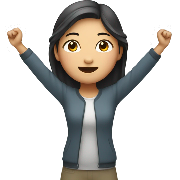 asian girl with arms up emoji