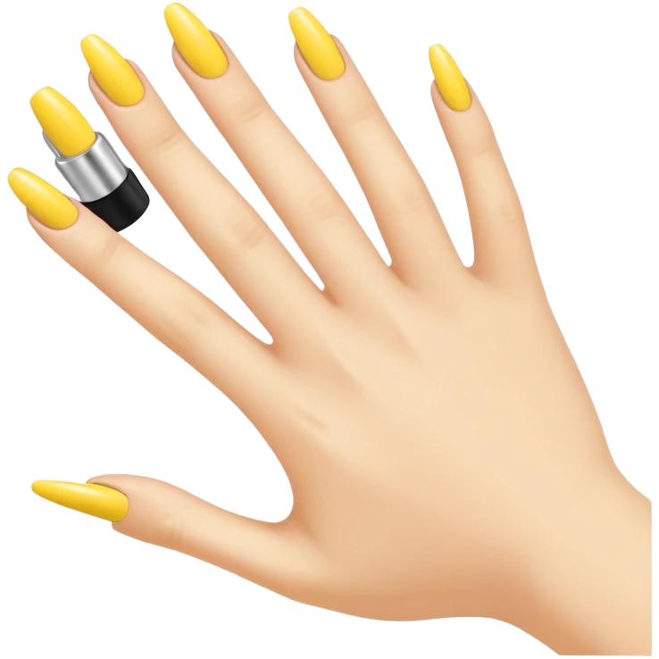 Generate a high-quality illustration of a generic hand with yellow nail polish being applied, flat vector or simple cartoon style, no recognizable person, no facial features, no brand markings, simple white background, high-resolution.
 emoji