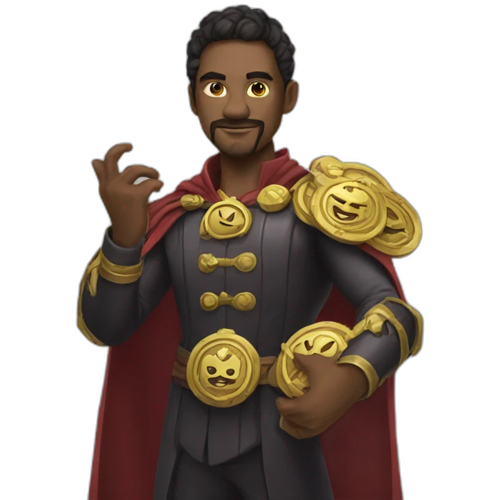 powerful villain with 5 medallions in his hand emoji