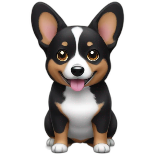 Black corgi wrinckle emoji