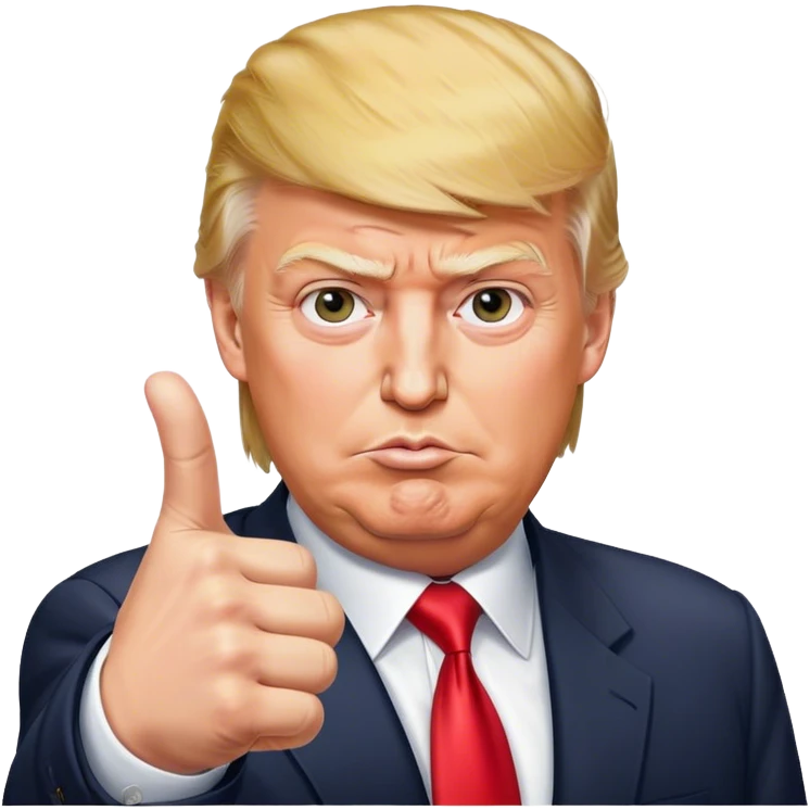 Super realistic Donald Trump pointing index finger up, realistic face emoji