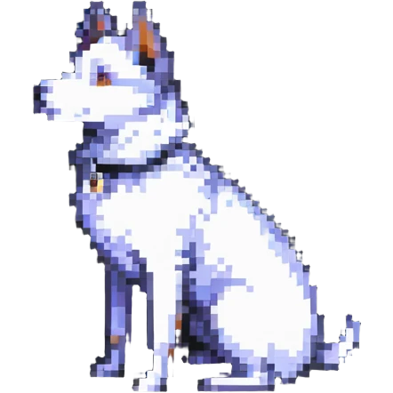 a dog with a half-human body, pixel art style emoji